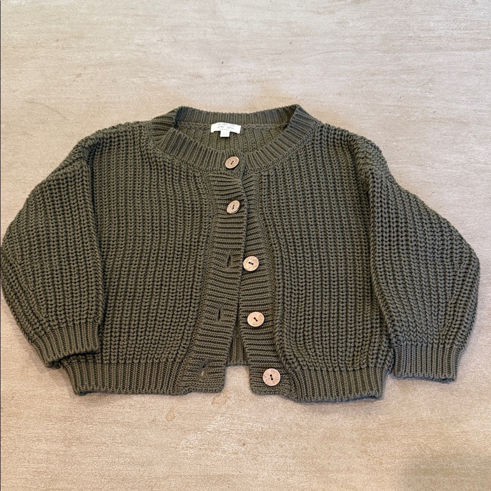 Kids Olive Green Knit Sweater